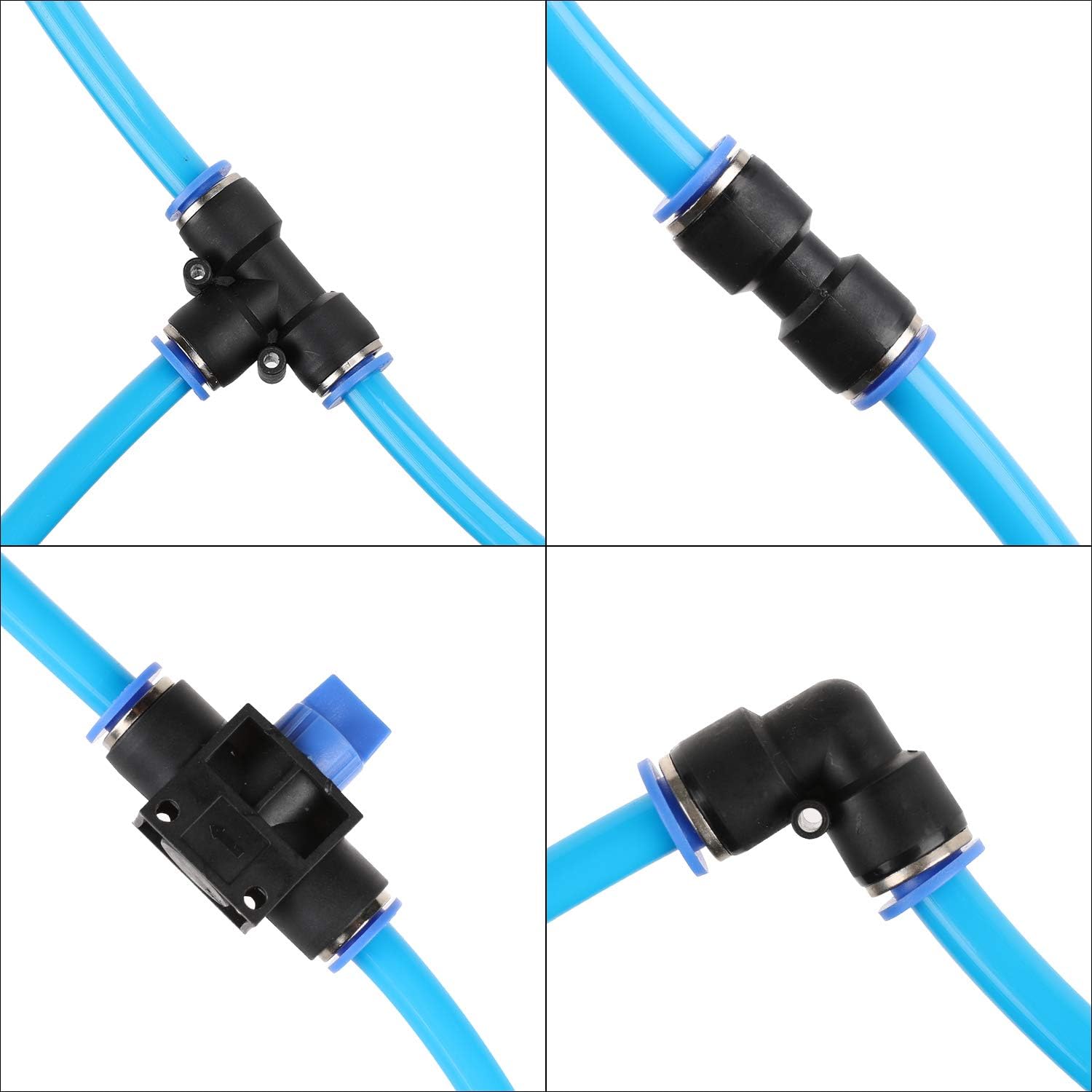 WYNNsky Shop Air Line Kit, 3/8 Inch (9.5MM) OD × 60 Feet Nylon Compressed Air Pipe, 200PSI, Cutter, Tees, Mounting clips, Connectors, 49PCS Garage Air Compressor Accessories Master Kit - 