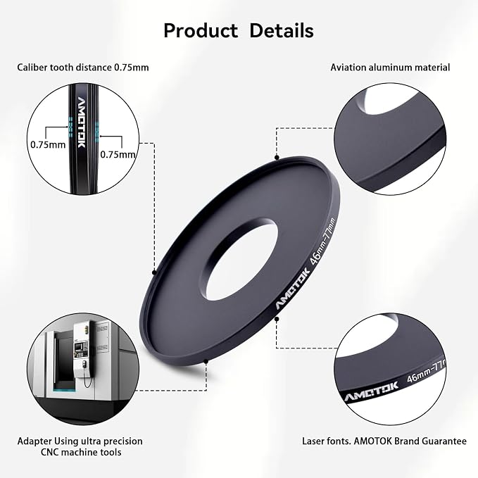 Anillo adaptador de lente 46mm a 77mm para cámara miniatura 3