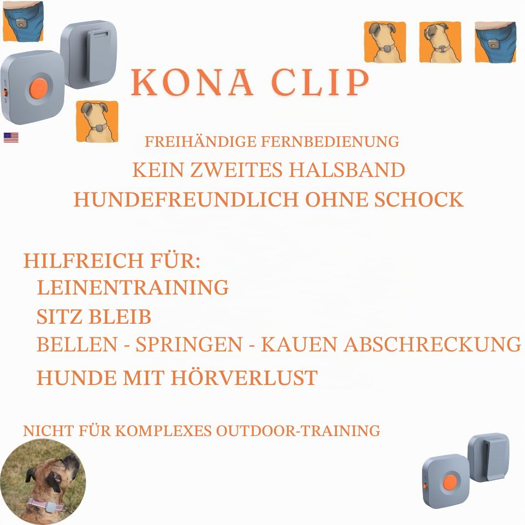 Hundetrainingsgerät – Das Original-Kona Clip wurde in den USA entworfen Vibrationskorrektur mit Fernbedienung für kleine, mittelgroße und große Hunde, Leinentraining, wasserdicht, wiederaufladbar