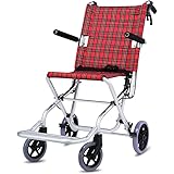 Aluminum+Alloy+Wheelchair%2Cwith+Non-Slip+Handrail+and+Folding+Foot+Pedal+for+Easy+Transfers%2CRed+Plaid+Foldable+Wheelchair