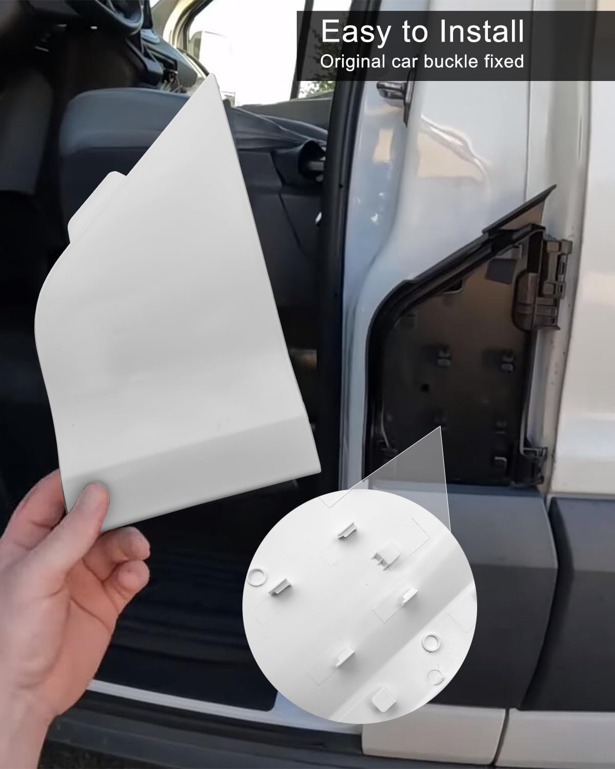 Fuel Door Gas Cap Hatch Cover and Pillar Moulding Trim Compatible with Ford Transit 150 250 350 2015-2019 Replace BK3Z-6129077-AA CK4Z-61405A26-B for Left Driver Side Door White
