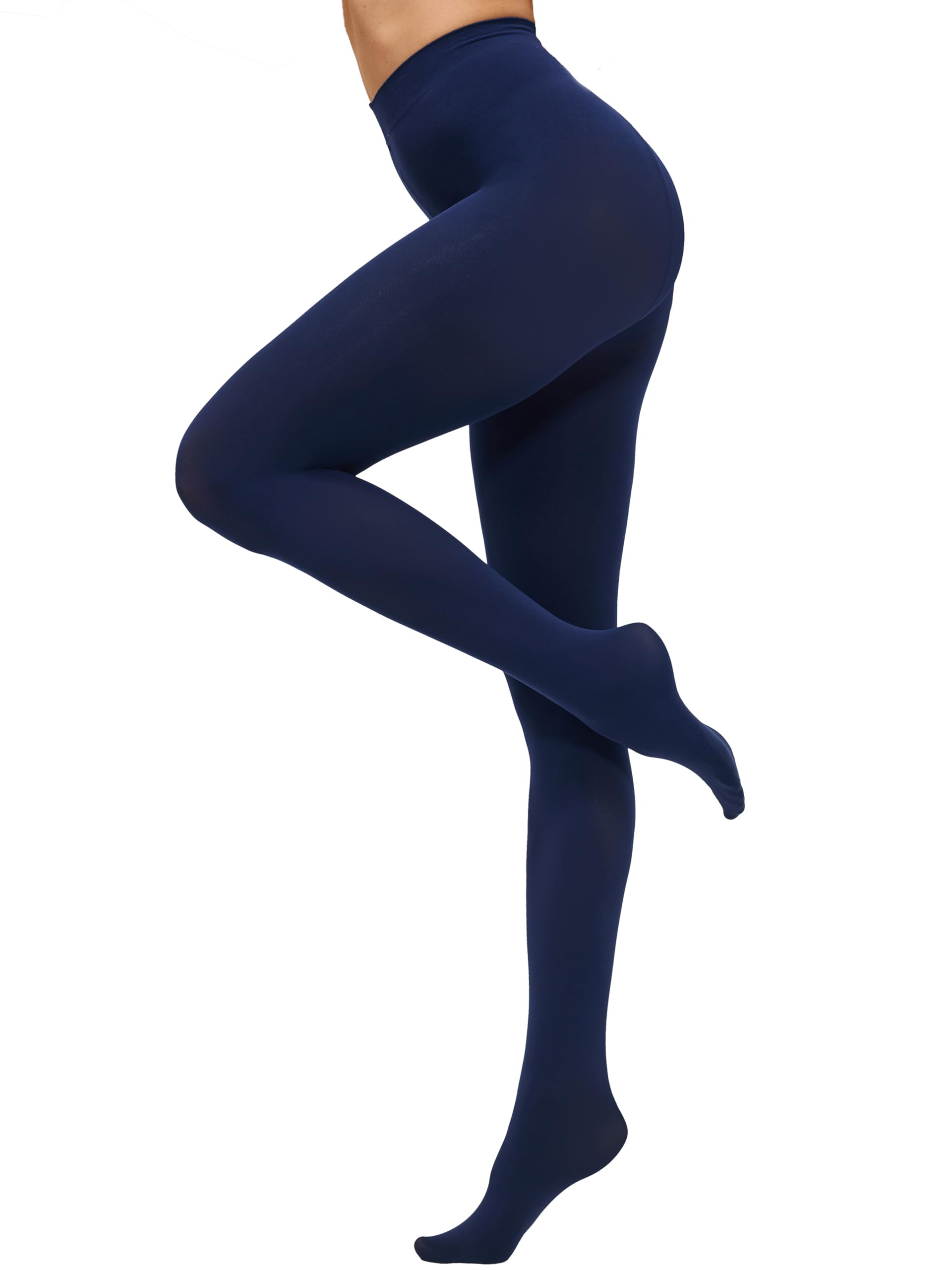 CozyWow 80D Semi Opaque Tights for Women Soft & Elastic Women's Stockings High Waist Pantyhose & Coloured Tights Dark Blue-M