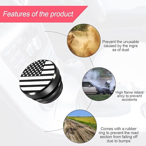 Miniatura 3 de Cubierta de enchufe para encendedor de cigarrillos, aluminio con bandera estadounidense, decoración interior del automóvil, a prueba de polvo,