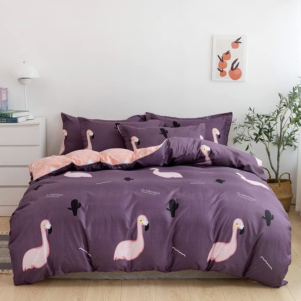 Rishahome 6-Piece King Size Duvet Cover Set|1 + 1 Fitted Sheet 4 Pillow Cases|Microfibre|Meraki