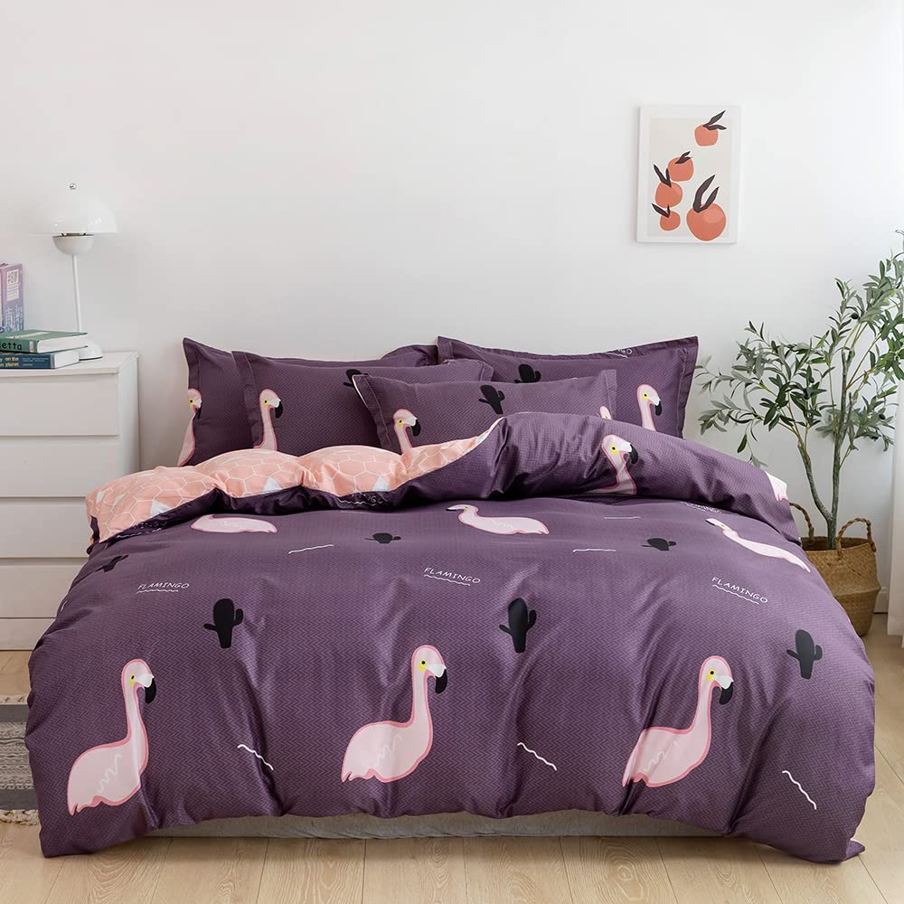 Rishahome 6-Piece King Size Duvet Cover Set|1 + 1 Fitted Sheet 4 Pillow Cases|Microfibre|Meraki