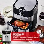 Friteuse à air T-fal Easy Fry and Grill, acier inoxydable, 4.4Quart/4.2L, plaque de gril en fonte, livre de recettes numériques