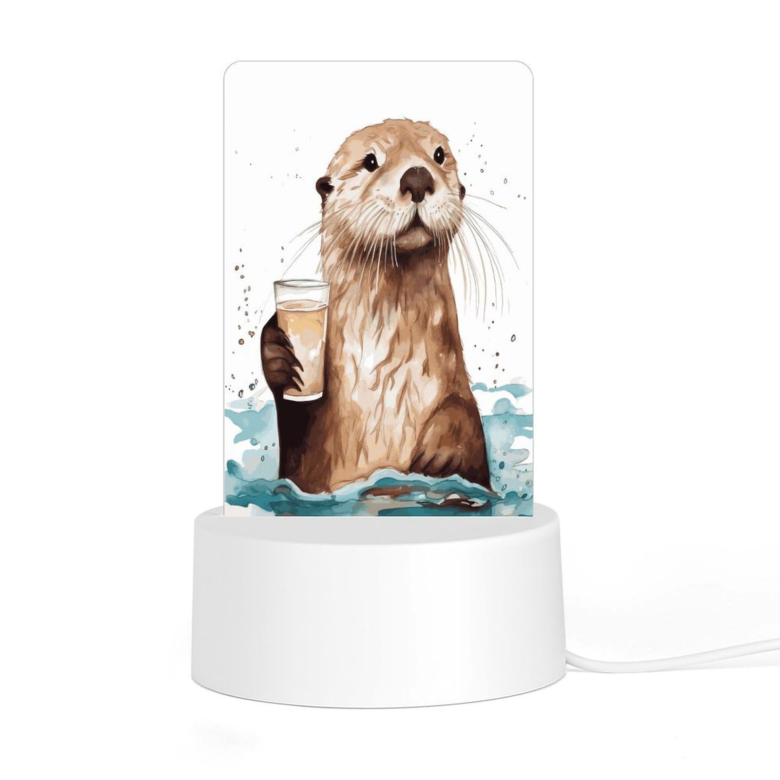 Adfgyerh Style Sea Otter Night Light Acrylic Material Easy Installation, Home Decor Usb Interface Power Supply, Lamp For Restaurant Bar Cafe Room Decor