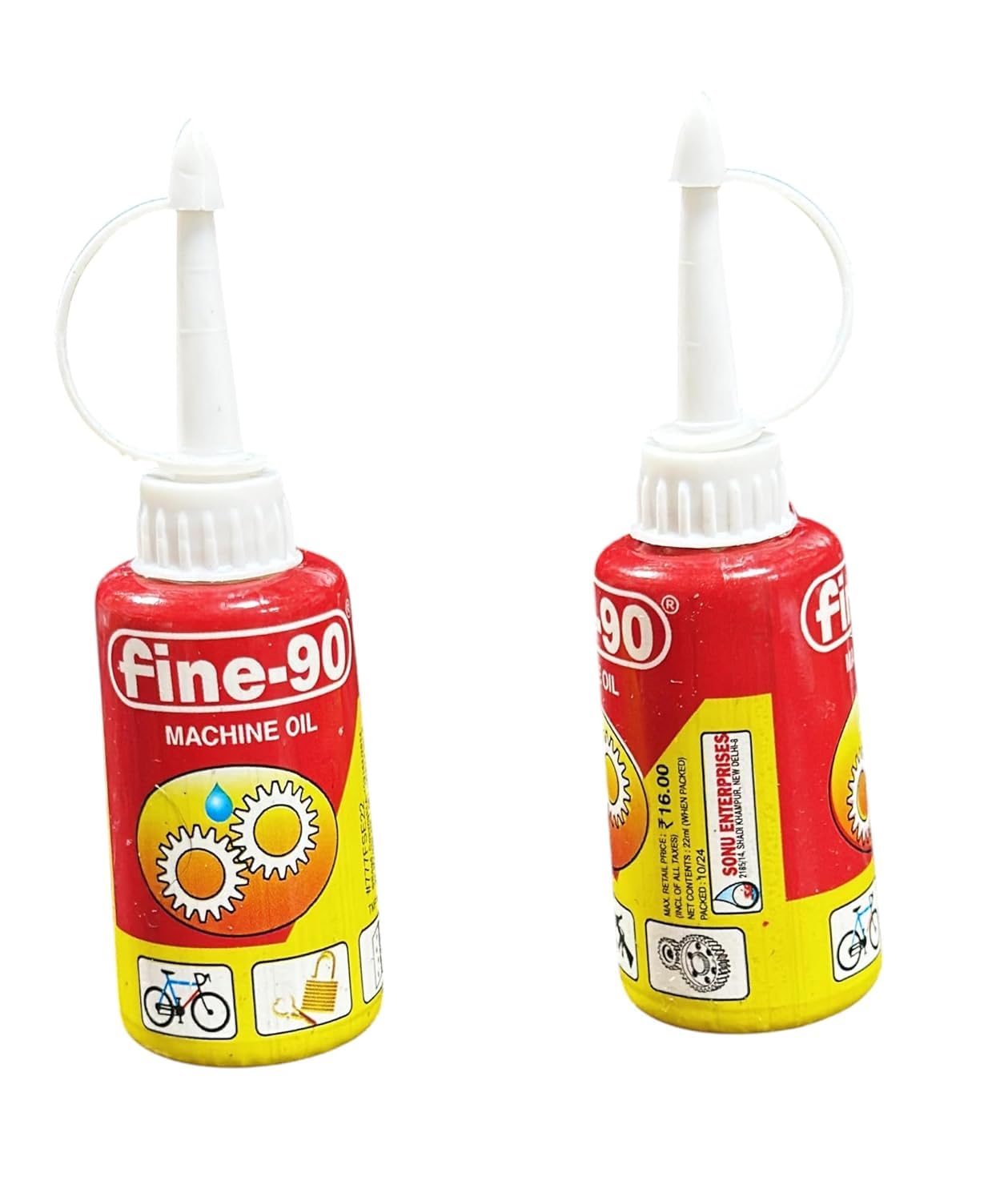 fine-90 machine oil for sewing machines, multi-purpose lubricant for singer, usha, brother machines (pack of 2pcs, 22ml in one pcs)
