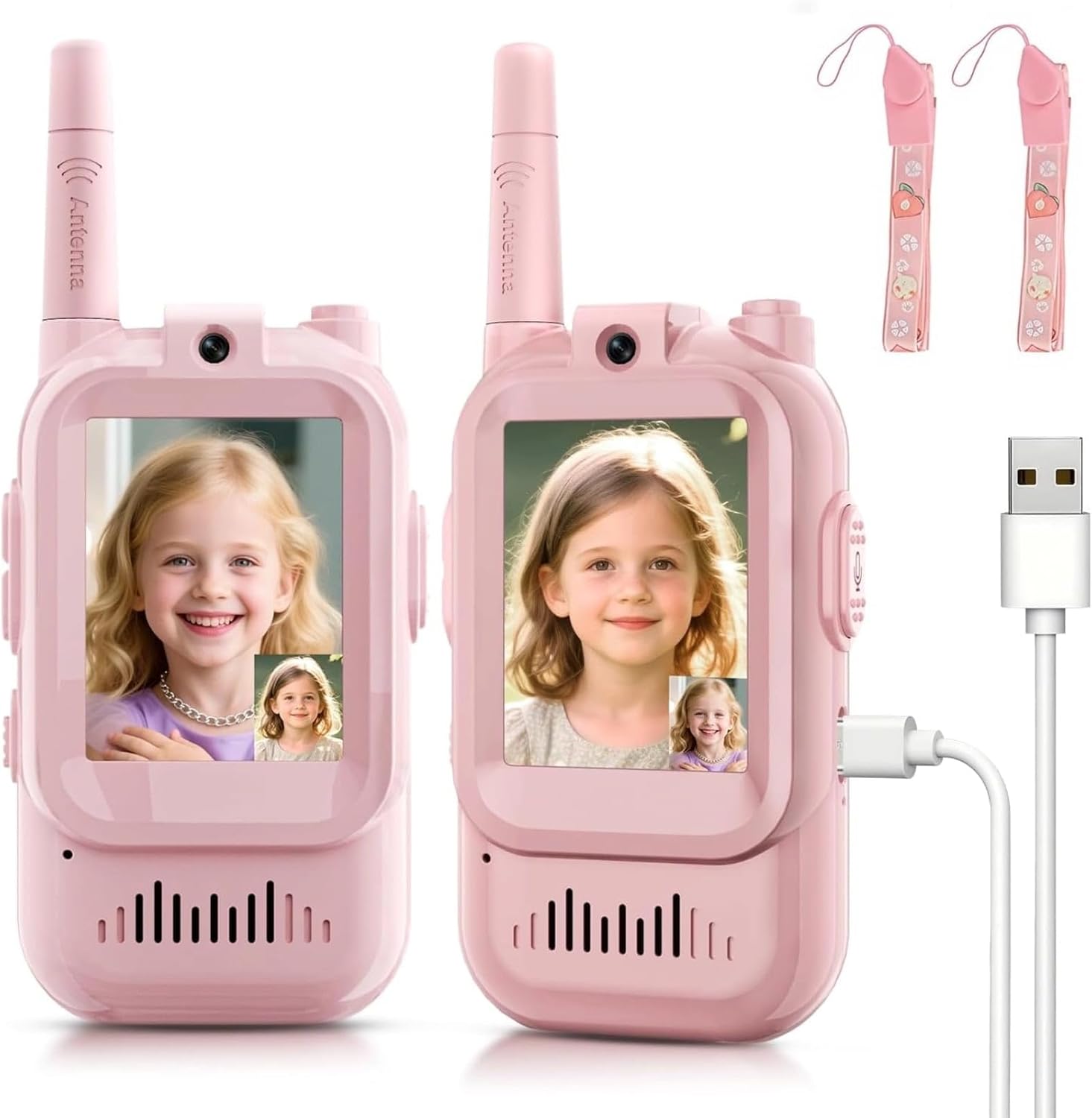 Video Walkie Talkies for Kids, 2 Pack Rechargeable Kids Video Walkie Talkies with Camera, Facetime Walkie Talkie for Indoor Outdoor Games, Camping, Hiking for Boys Girls Ages 3-12