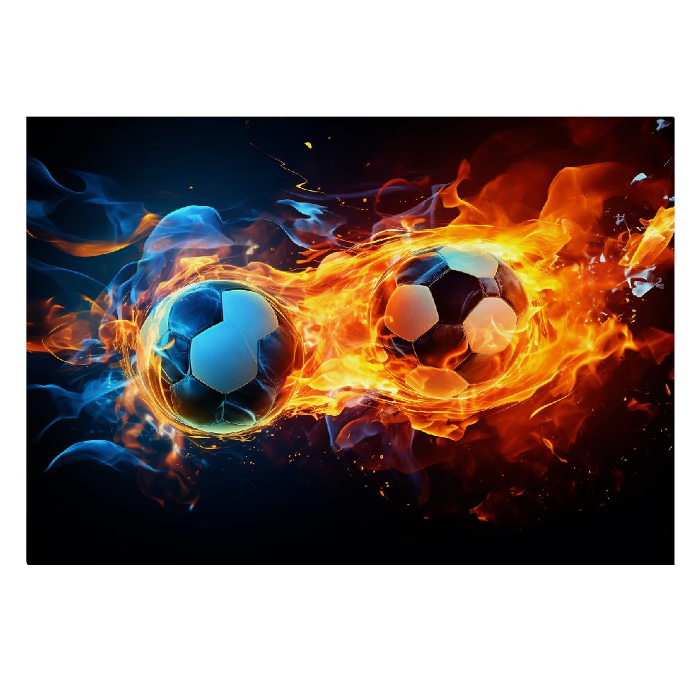 Calcio Poster Fotografico 3D Carta Da Parati Fiamma Rossa Murale Decorazione Adesivi Per Cameretta Adolescenti Camera Da Letto Soggiorno Adesivi Murali