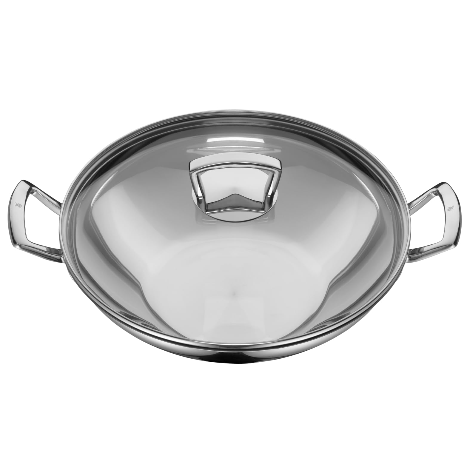 WMF – Set de Wok de 2 Piezas, Tapa de Cristal sin Recubrimiento, 36 cm de diámetro, Reborde Cromargan de Acero Inoxidable, Apto para inducción y para el lavavajillas