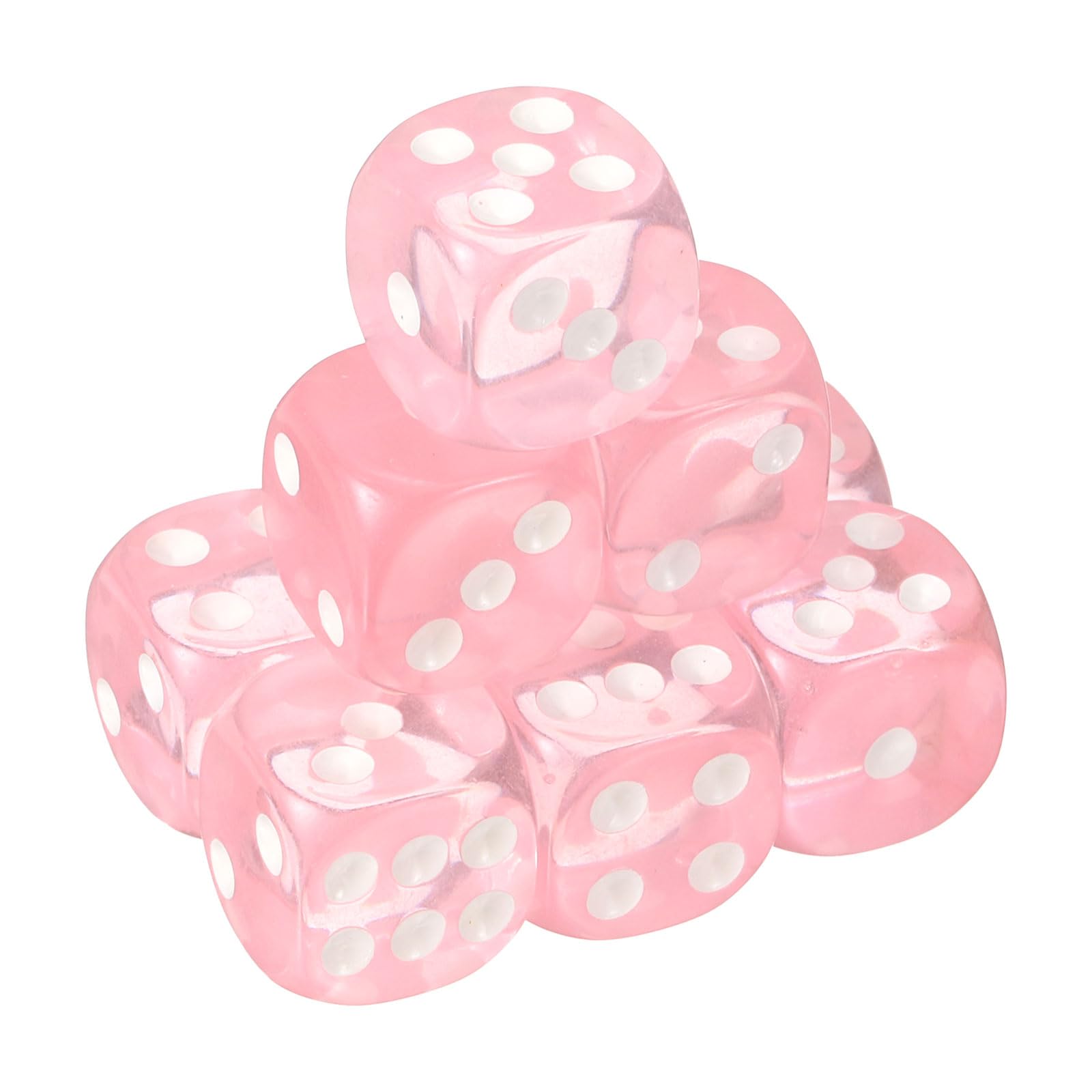 sourcing map 10Pcs 6 Sided Acrylic Dice, 16mm/0.63" Rounded Corner Translucent Colored D6 Game Dice for Theme Party Fun Table Board Games, Pink
