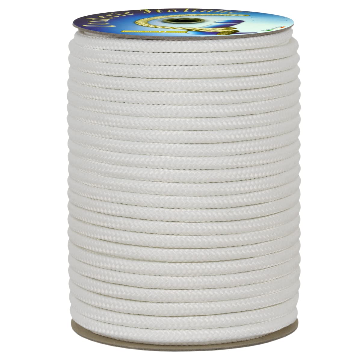Corderie Italiane 006069362 Treccia ecopol bianca, 8 mm - 100 mt, corda multiuso, stabilizzata ai raggi U.V., resiste a intemperie, rottura 360 kg