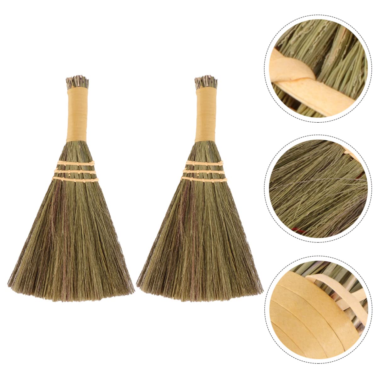 STOBAZA Desktop Broom Witch Prop 2pcs Manual Broom Dry Miscanthus Material Compact Practical Random Color