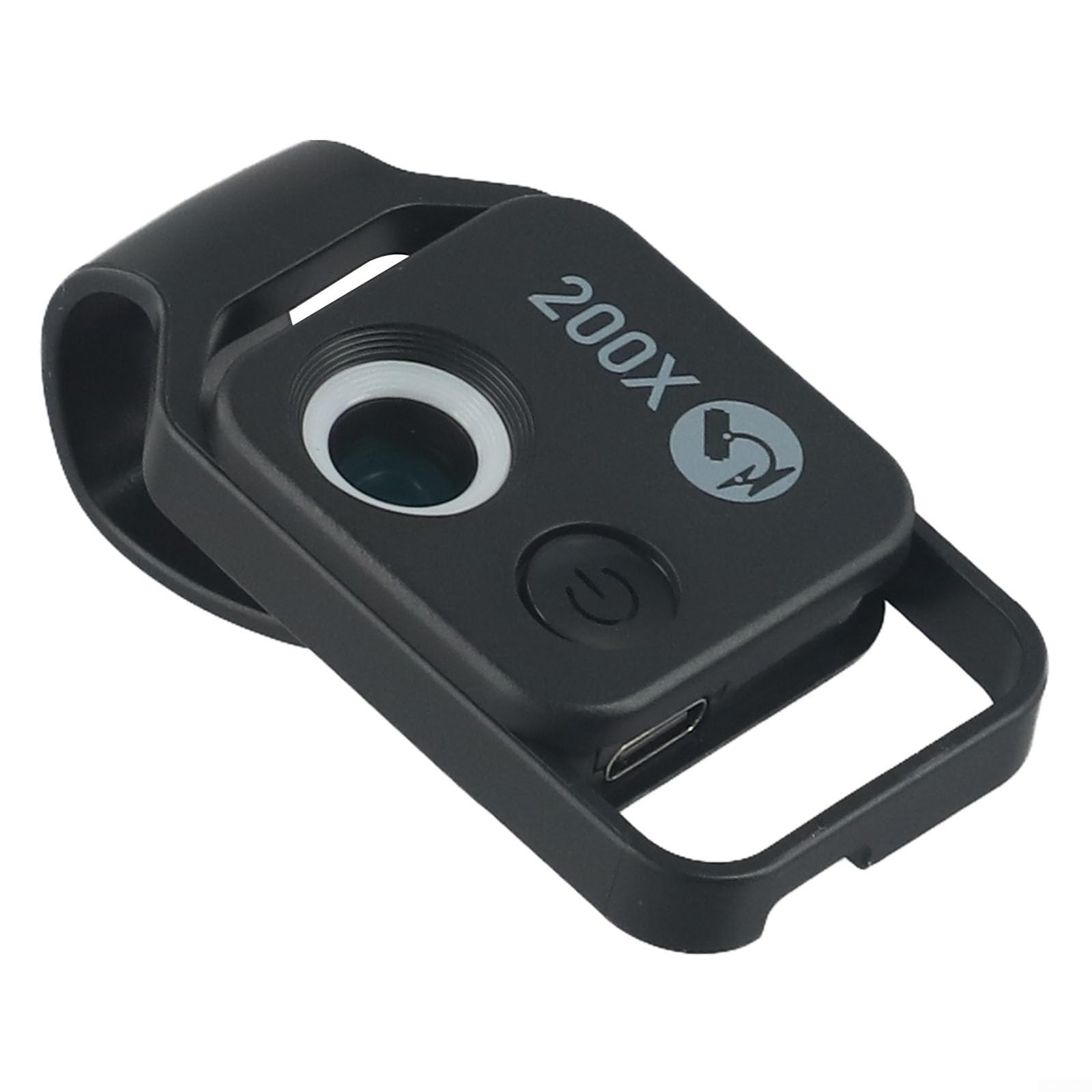 Microscopio de teléfono móvil 200X Lupa HD con lente CPL, cámara de inspección portátil USB-C recargable para monedas, sellos piel 68x35mm (negro)