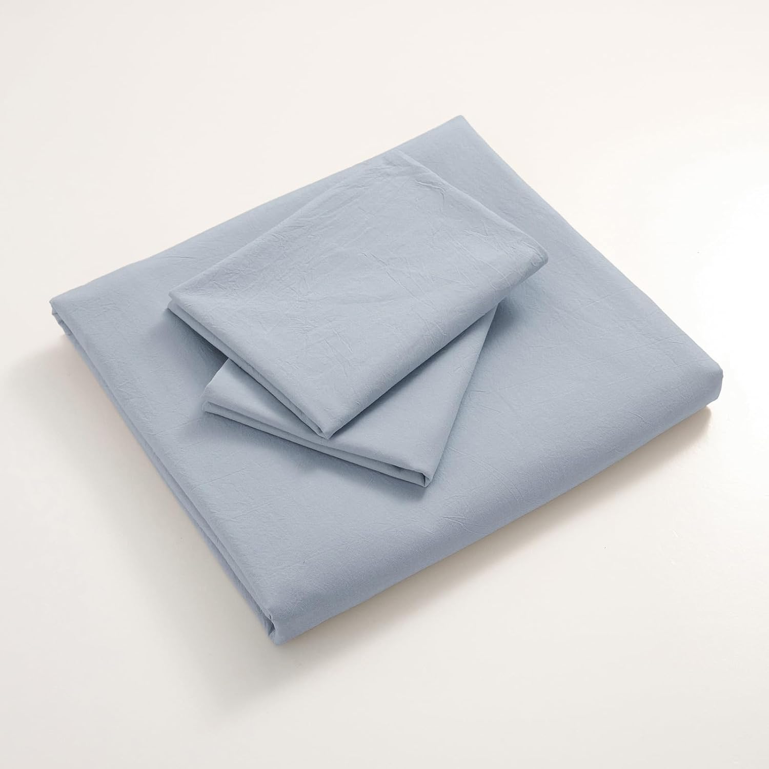 JIYUAN Oversized Queen Duvet Cover Set, 3-Piece - 100% Washed Cotton, Linen-Like Soft & Breathable with Zipper Closure, Includes 98x98 Inch Cover & 2 Pillowcases, Heathered Light Blue