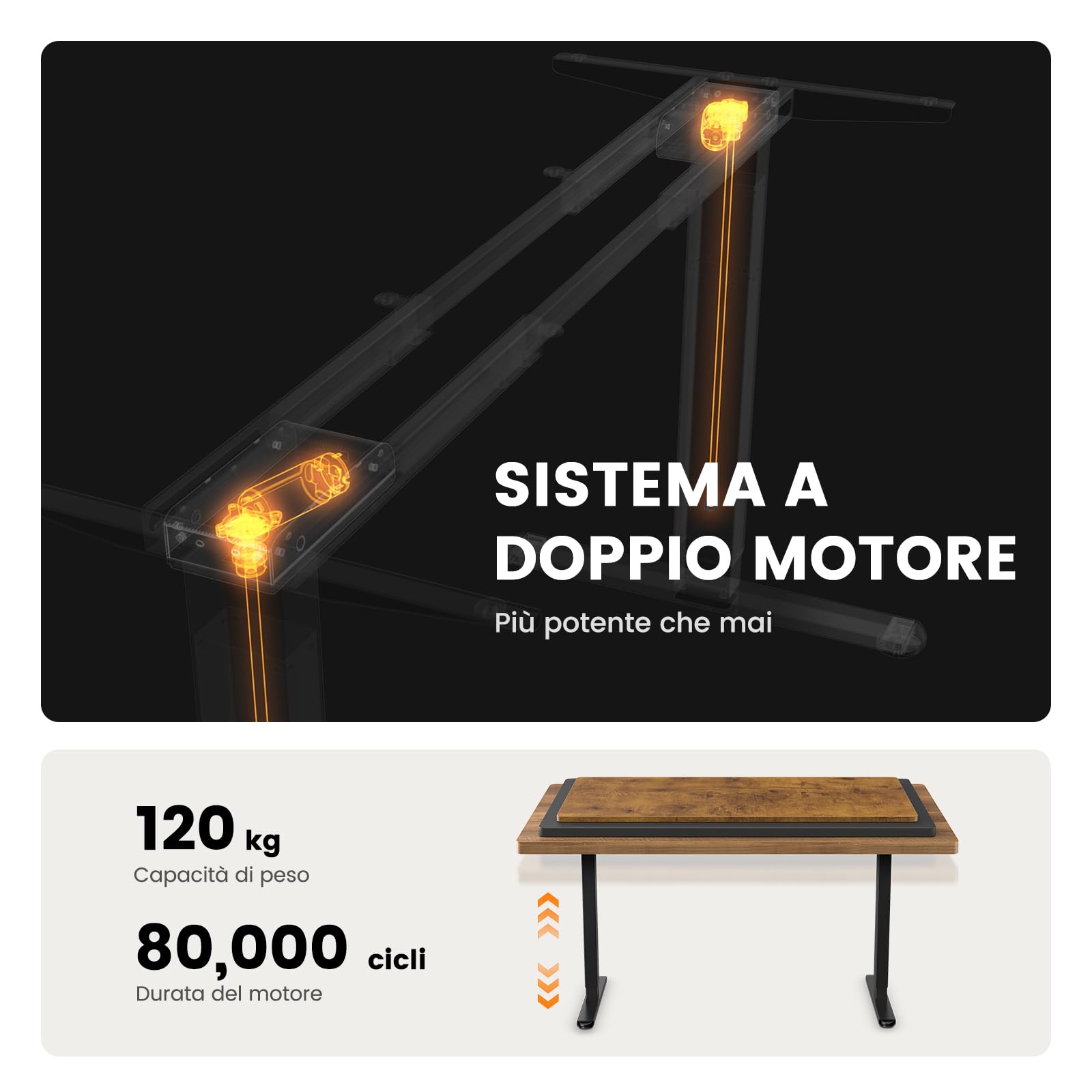 ErGear Scrivania Regolabile in Altezza da 70-115 cm, con 2 Motori & 4 Memoria, Solo Telaio per Scrivania da Piedi, Nero