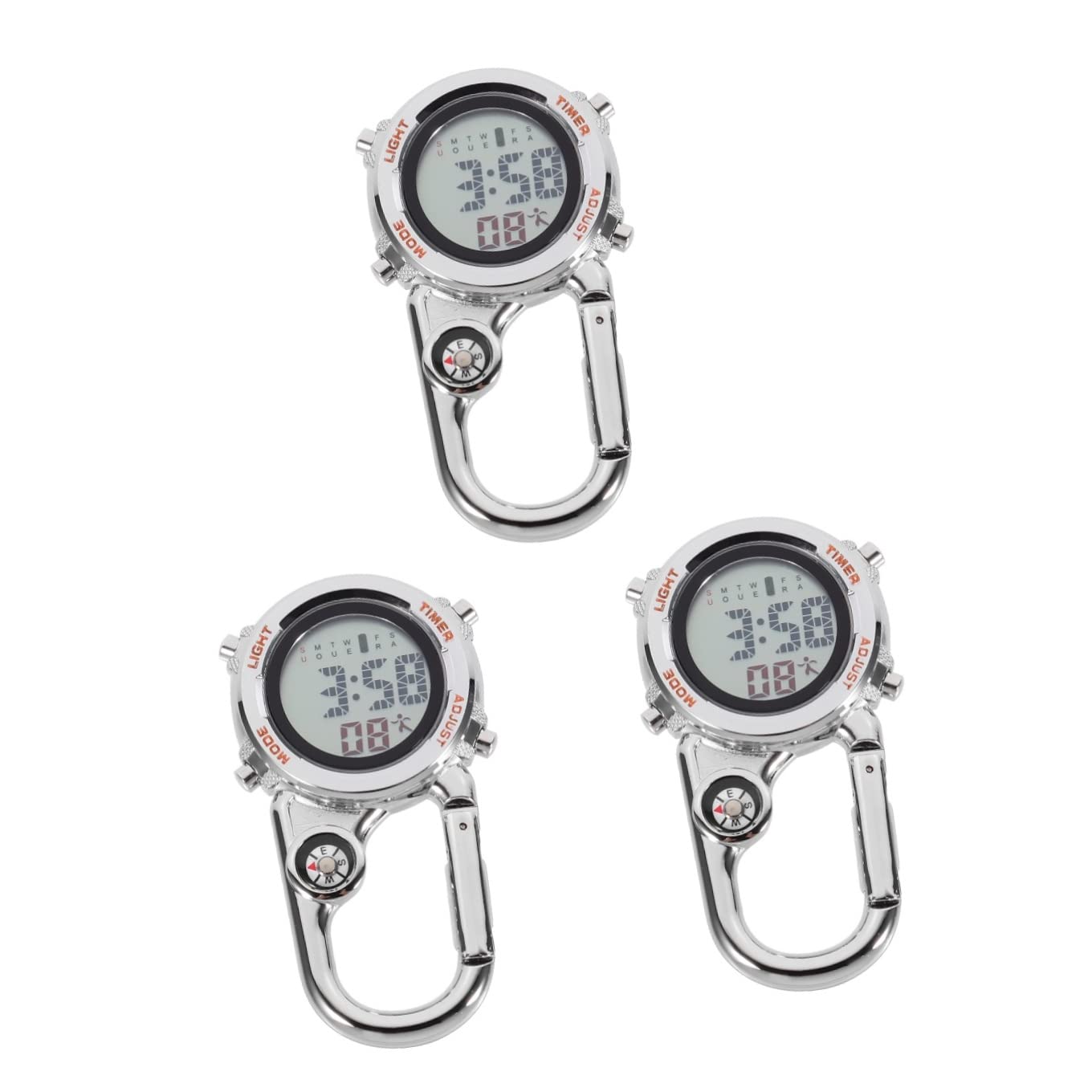 Mikikit 3stücke Multifunktions-karabineruhr Mit Taschenuhr Und Kalenderanzeige Für Outdoor-aktivitäten Wasserdichtes Design Tragbar Und Vielseitig Einsetzbar Für Camping Und