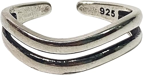 Anillos de banda ancha de plata de ley 925 vintage hechos a mano para mujereshombres, anillo ajustable para el pulgar