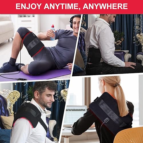Miniatura 6 de DGXINJUN Dispositivos de terapia de luz infrarroja cercana roja 660nm y 880nm Led Wrap Back Pain Relief para el cuerpo con modo de pulso Almohadilla