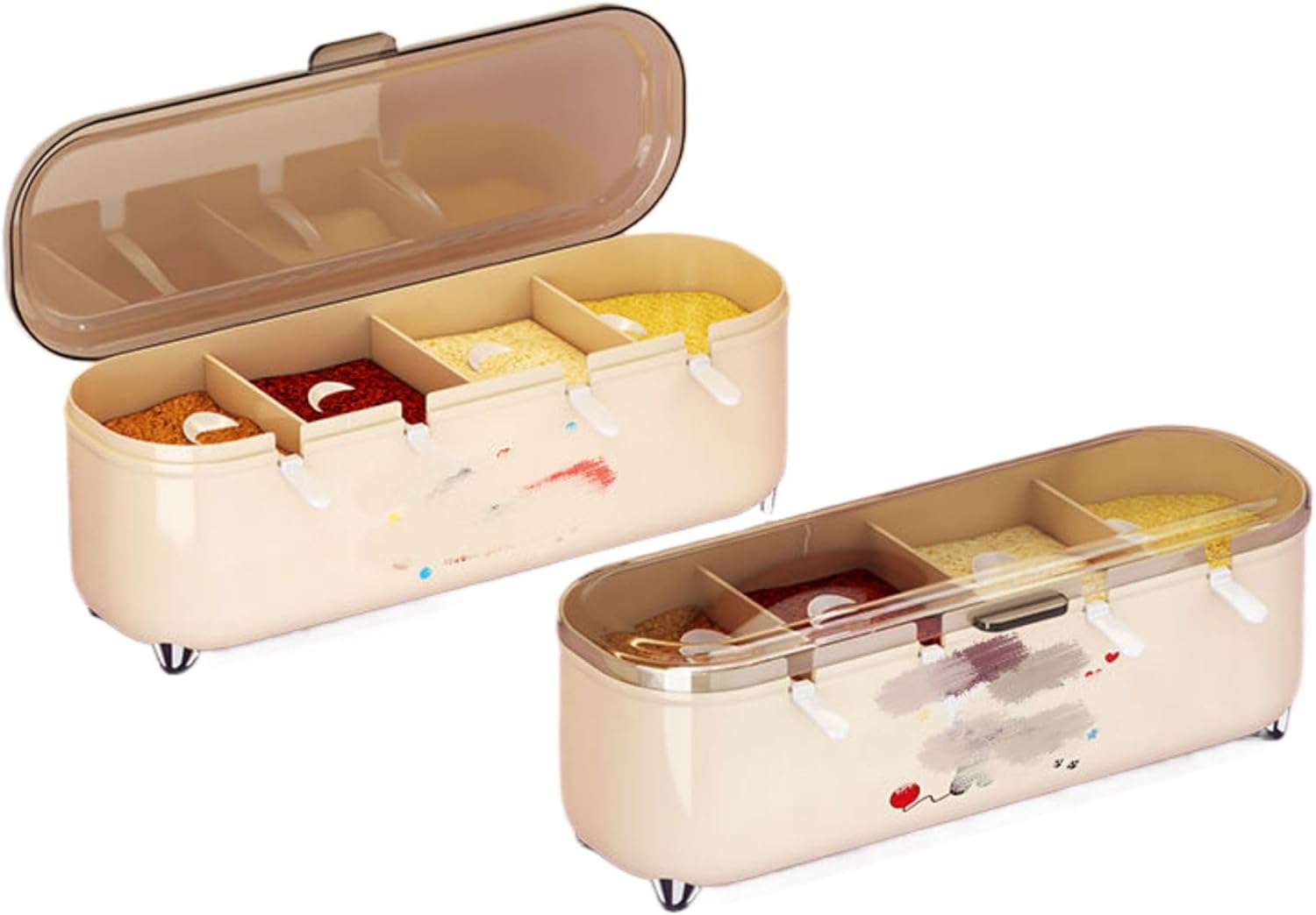 调料盒家用厨房 Kitchen Gadgets, Cook Accessories 调料罐组合套装一体多格盐味精佐料香料收纳调味瓶 KCookware Accessories - 1883