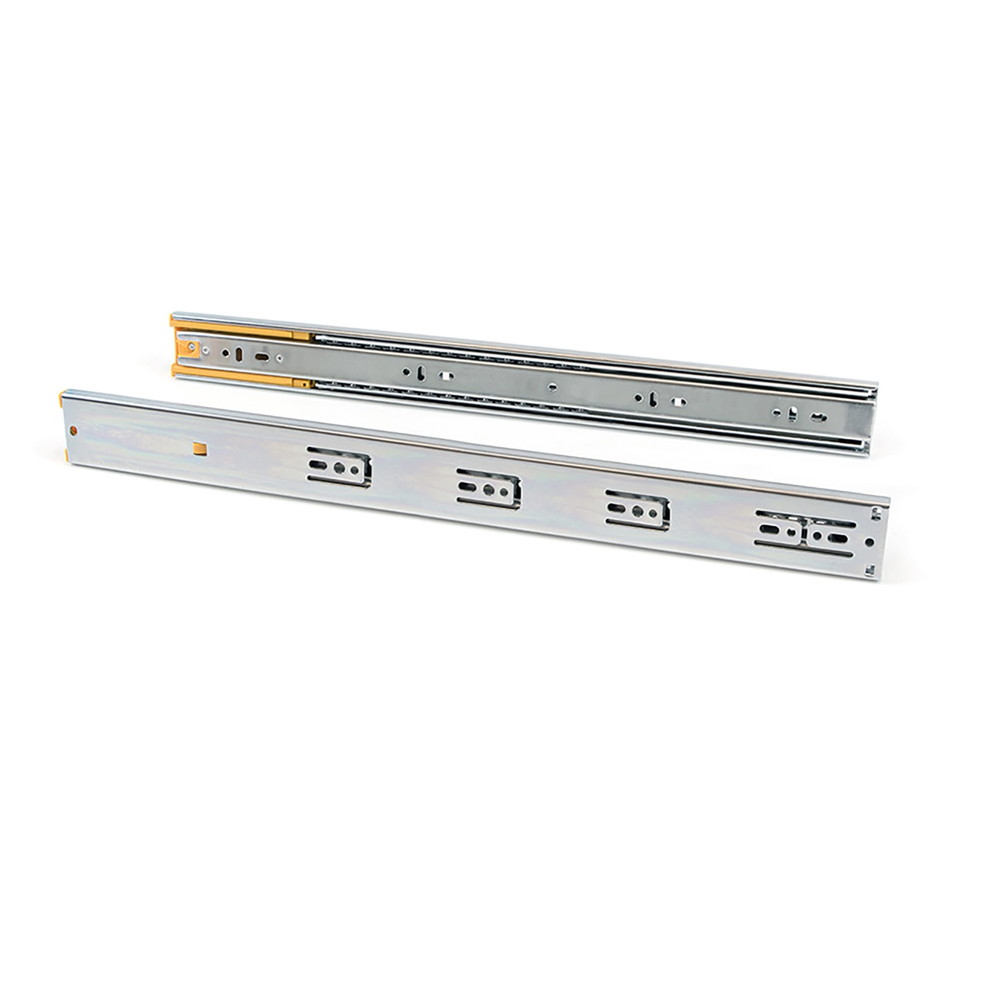 Emuca - Guide per cassetti con cuscinetti a sfera 45mm x 600mm, Set di 5 coppie di binari ad estrazione totale con chiusura ammortizzata, Zincato, L 600mm