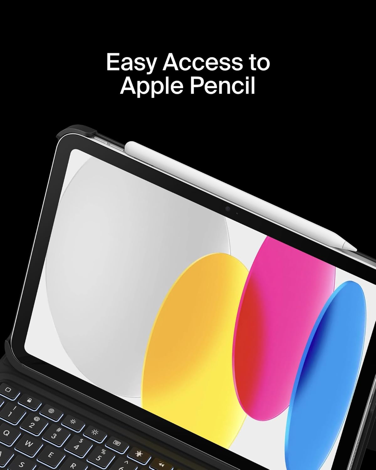 Image showing an Apple Pencil magnetically attached to the side of the iPad within the case.