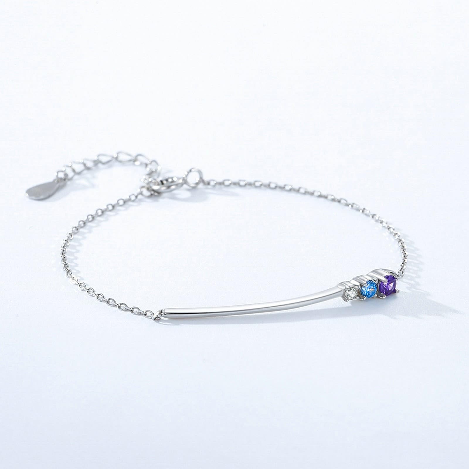KnSam Pulsera de oro blanco Au 375/585/750 con colgante de oro real, pulsera clásica para mujer con amatista lila, brazalete topacio de 9 K/14 K/18 K oro blanco