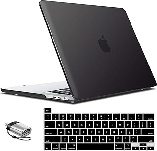 IBENZER Compatible with 2023 2022 M2 MacBook Pro 13 Inch Case 2021 2020 M1 A2338 A2289 A2251 A2159 A1989 A1706 A1708, Hard Shell Case&Keyboard Cover&Type C for Mac Pro 13, Black, CA-MT13-BK+1TC