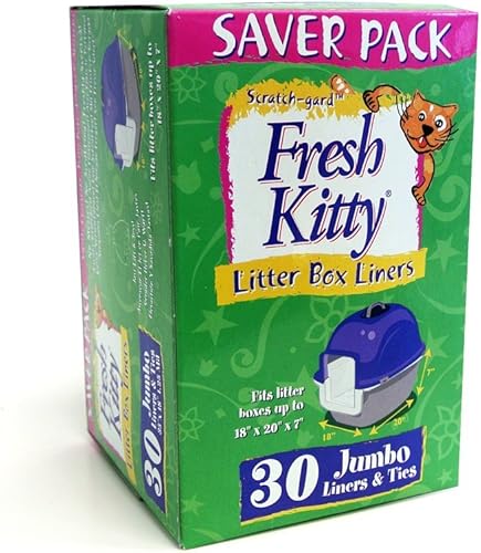 Vista 6 de 30 forros para cajas de arena Fresh Kitty supergruesos, duraderos, fáciles de limpiar, con aroma jumbo, bolsas con lazos para gatos y mascotas