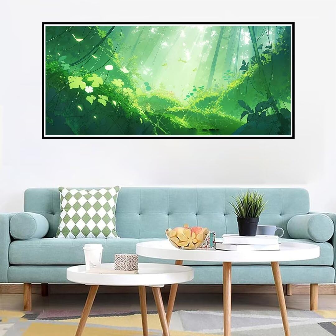 2 Pezzi pianta Pittura Diamante, 5D Diamond Painting verde, 40x90cm Diamond Painting Grandi Dimensioni, Strass Ricamo a Punto Croce Kit Diamond Painting per Decorazioni Natalizie Casa e Regalo J-7