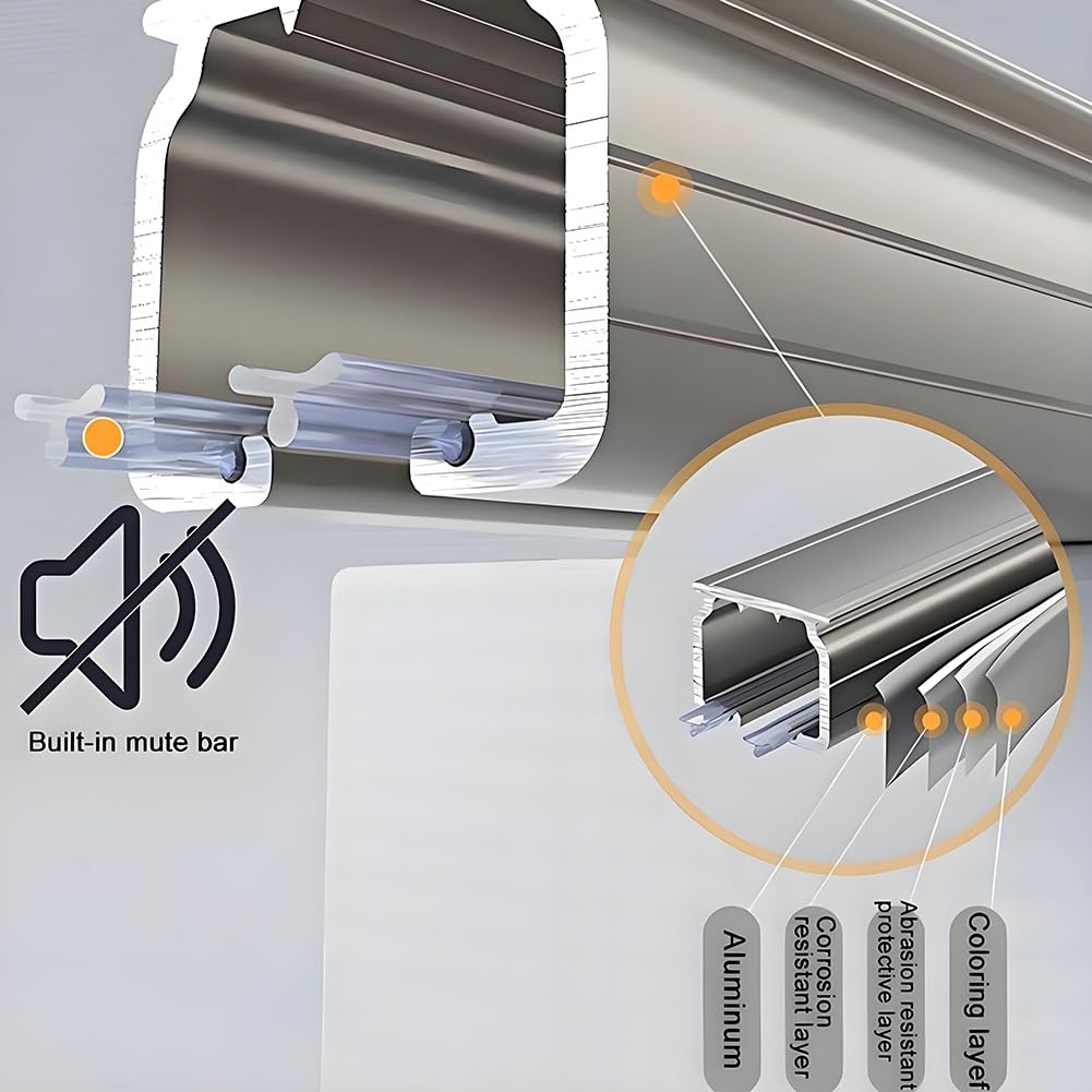 Gardinenstange Deckenmontage Vorhangschiene 1 läufig 50cm-600cm, Raumteiler Gardinen Schienensystem Aluminium Gardinenschiene Vorhangstange mit Metall-Gardinen-Clips(450cm)