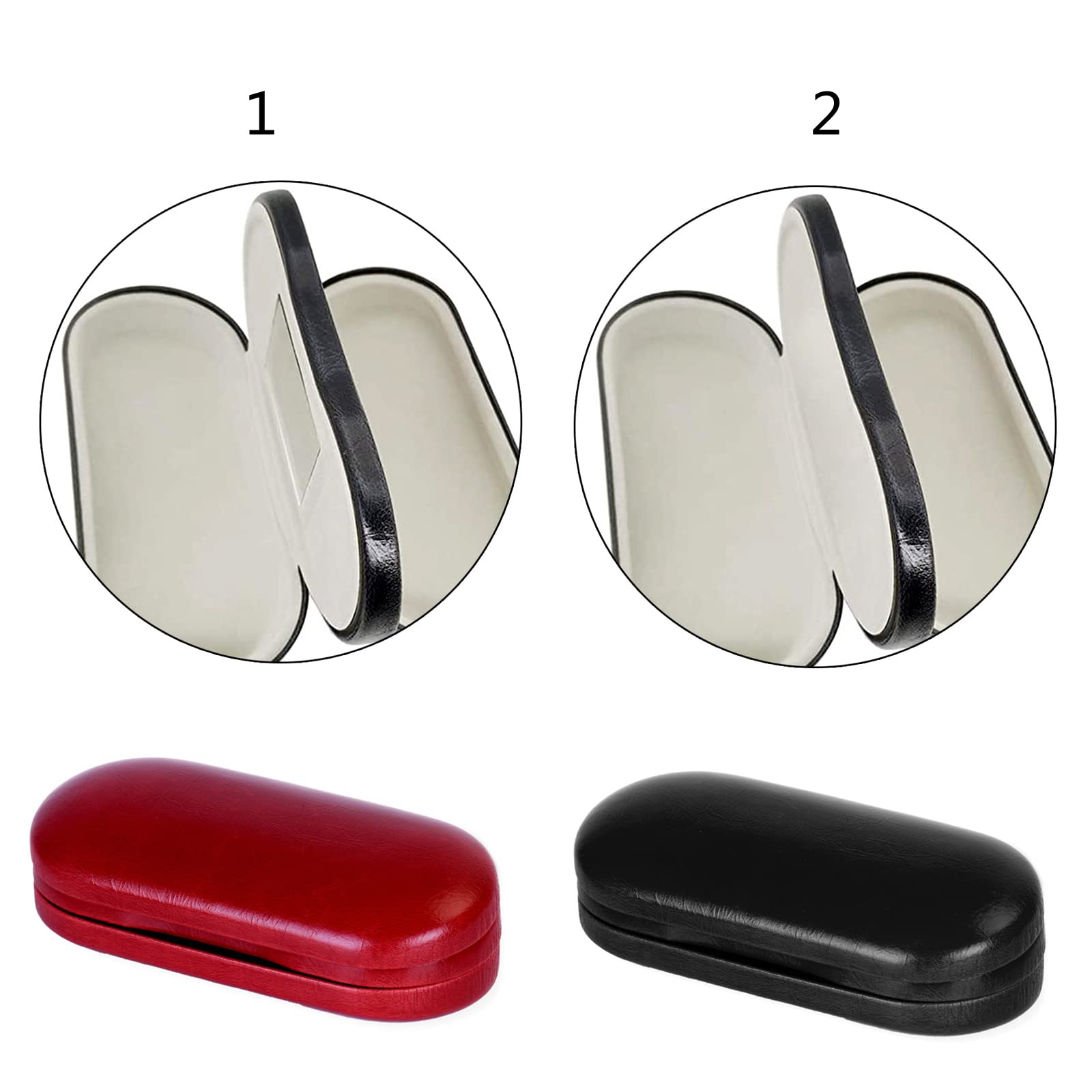 Custodia rigida per occhiali a doppio strato, per 2 paia di occhiali, portatile, può contenere 2 paia di occhiali, 2 in 1 a doppio strato, nero