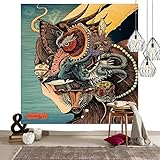 日本の浮世絵タペストリー グレートウェーブタペストリー ヒッピー 鯉 クジラ サンセット タペストリー 150X200CM サイケデリック 太陽 動物 海 デザイン トリピー タペストリー 寮 寝室 リビングルーム