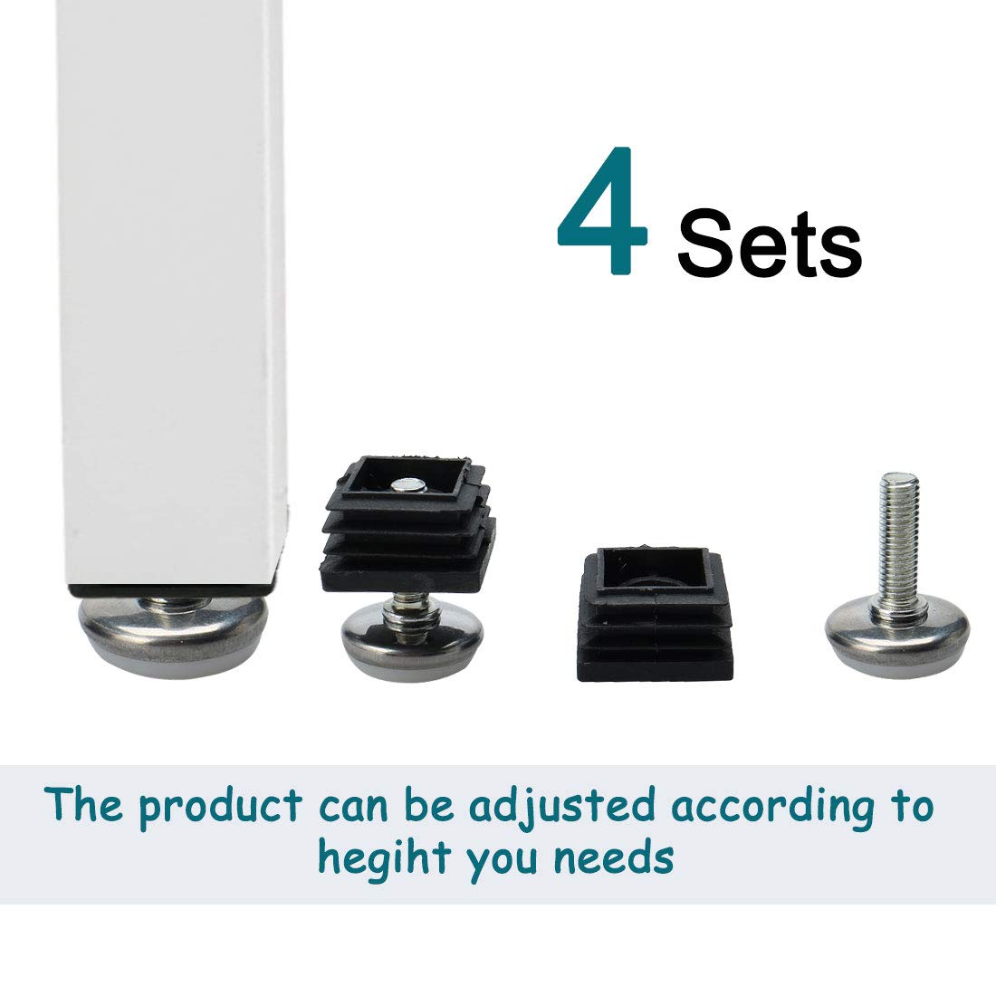 uxcell Adjustable Leveling Feet 25 x 25mm Inserts Furniture Table Glide 4 Pcs — view 7