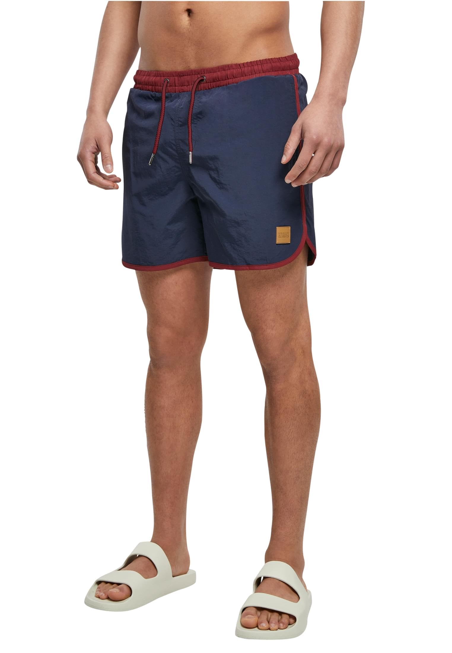 Urban Classics Men's Retro Swim Shorts Swimming Trunks, Burgundy/Midnight Navy, 4X-Large