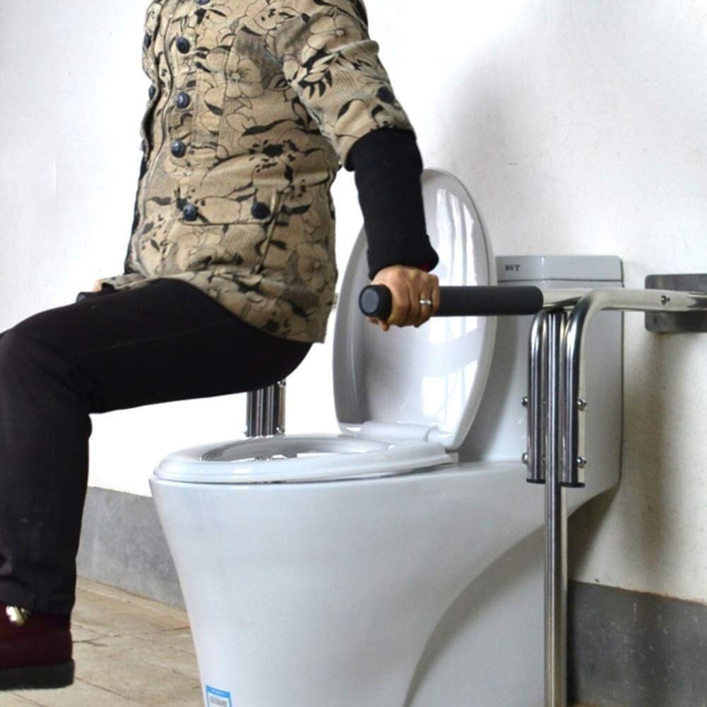 Marco de aseo asideros de aseo Barra de apoyo for inodoro, barra de apoyo de seguridad for baño, plegable, estable, antideslizante, resistente al desgaste, acero inoxidable, temperatura normal