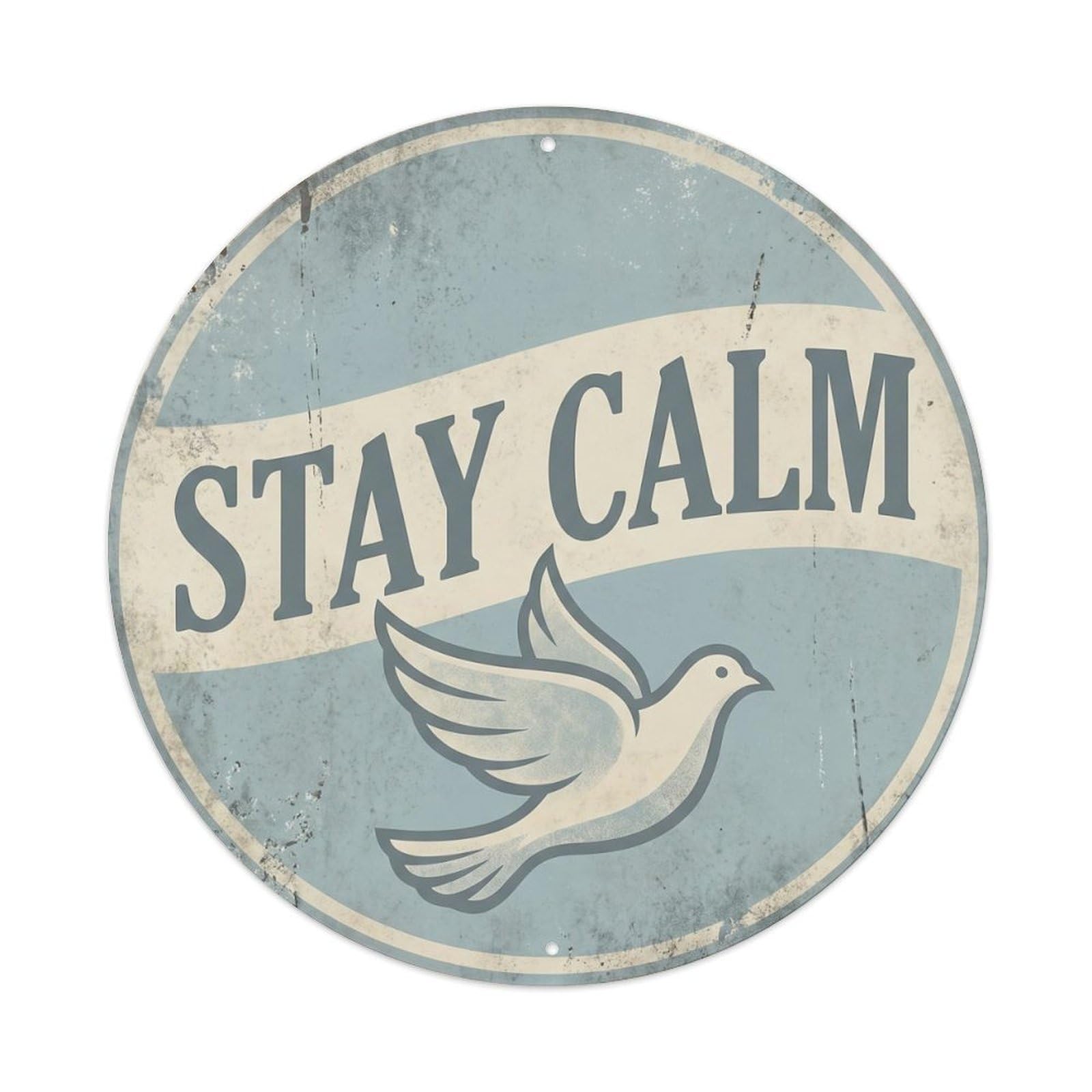 Stay Calm Classic Bedroom Accessory Retro Slogans Metal Tin Sign Plaque Wall Decor for Cafe, Club Bar, Office, Home Garden Round Metal Poster 8x8Inch