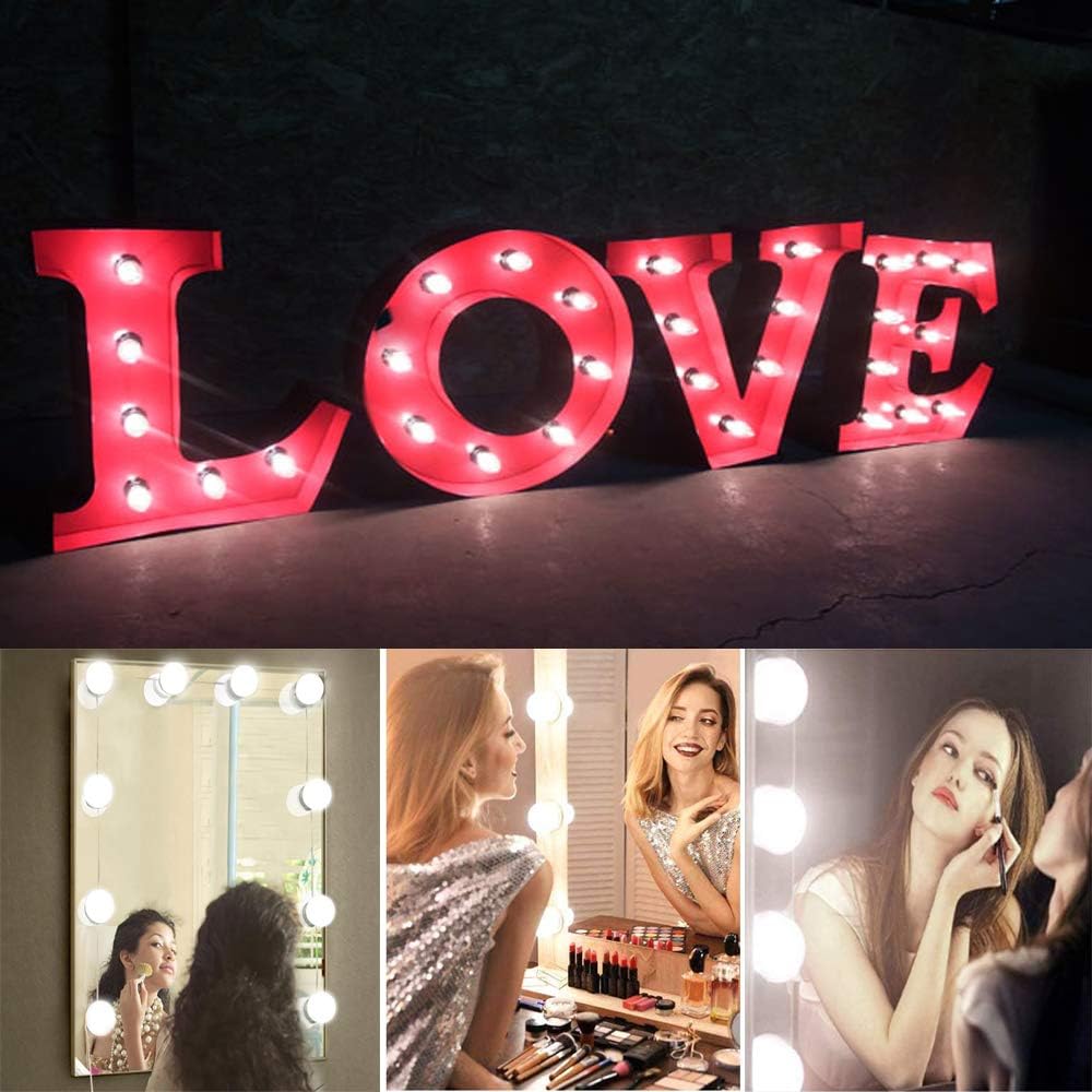 Vanity Lights for Mirror,FuLin Hollywood Style LED Mirror Lights Kit with Dimmable Light 10 Bulbs,Vanisty Lights for Makeup Vanity Table & Bathroom Mirror(Mirror Not Included)
