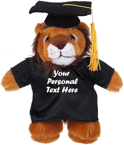 Miniatura 4 de Plushland Juguetes de peluche de peluche, regalo para el día de graduación, texto personalizado, nombre o logotipo de tu escuela en el vestido, lo