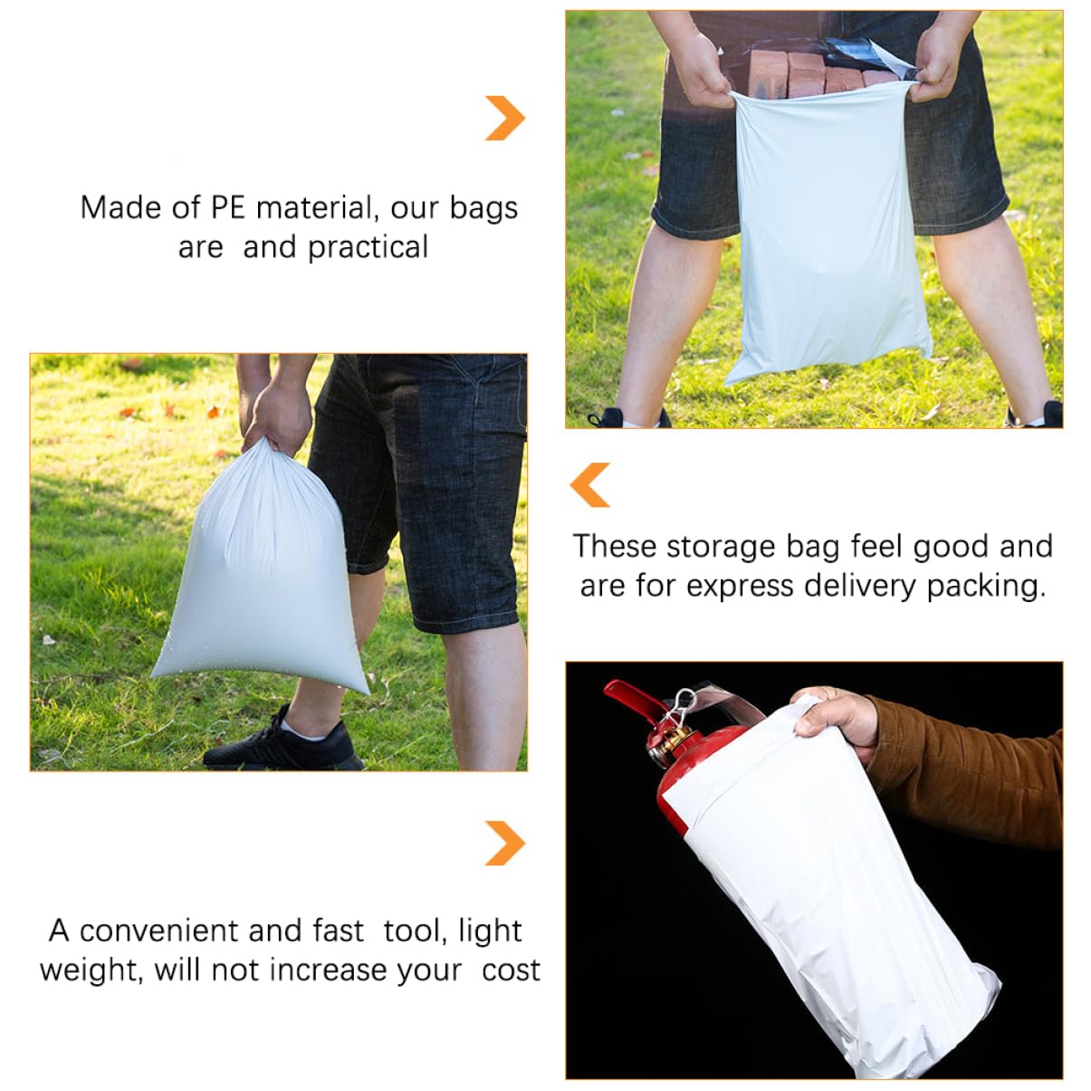 Veemoon 100pièces Enveloppes Expédition Plastique Épais Sacs De Messagerie Auto-scellants Blancs