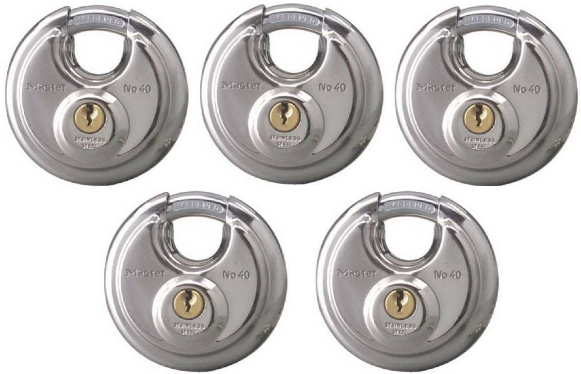 Master Lock 40KAD-0501 Lot de 5 cadenas blindés à clés identiques 7,5 cm