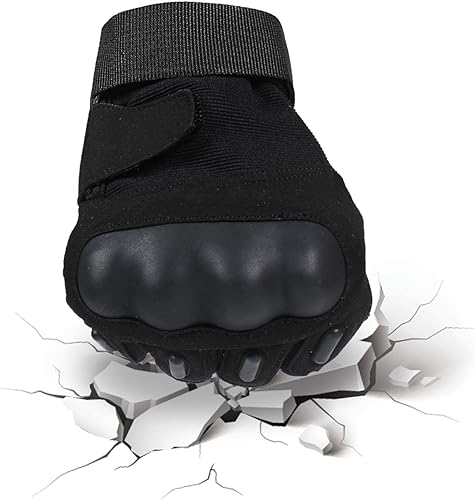 Miniatura 5 de Hikeman Guantes de motocicleta para pantalla táctil, protección de nudillos de medio dedo, guantes de ciclismo para camping, conducción, ATV,