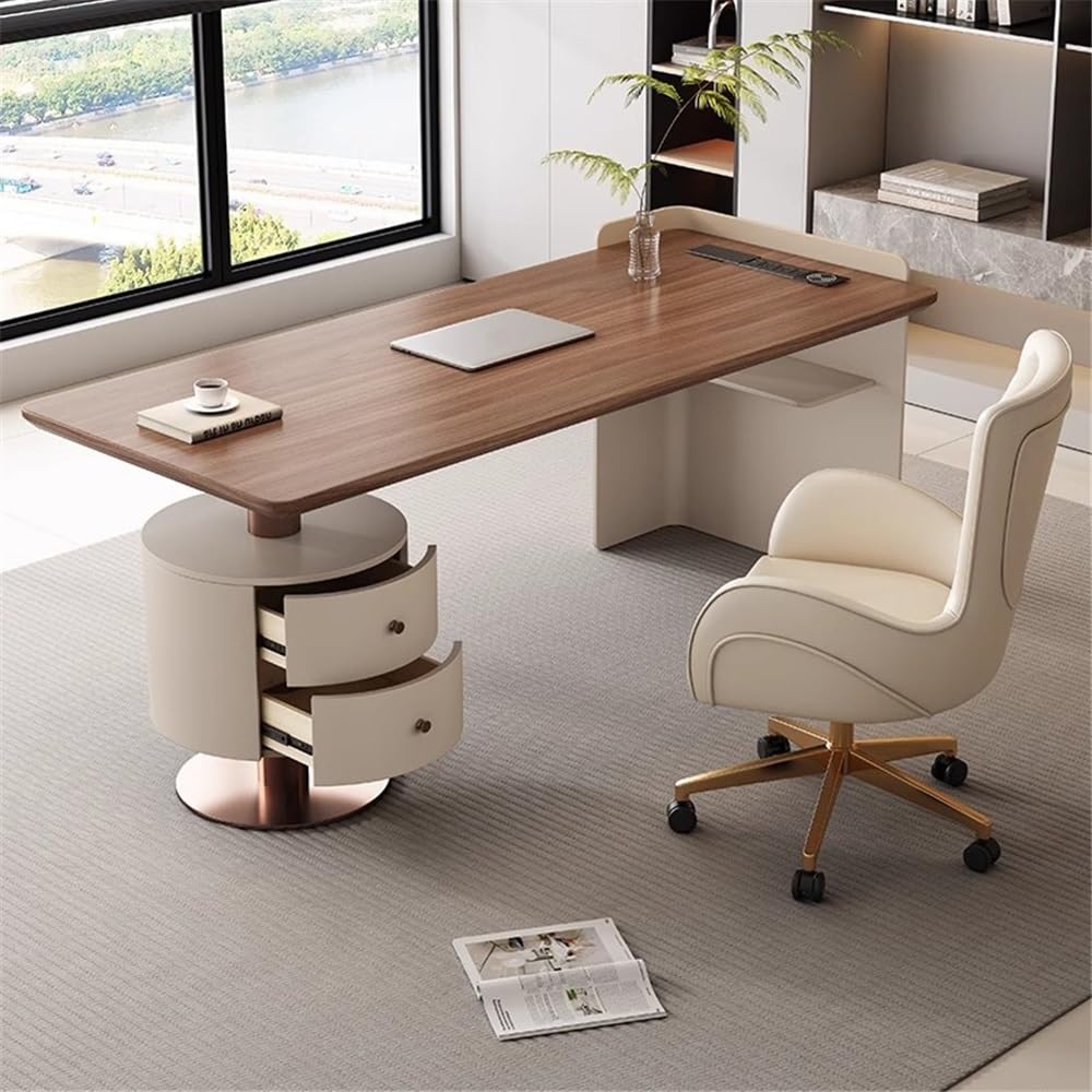 Table Bureau de travail moderne avec 2 tiroirs et prises courant(S)