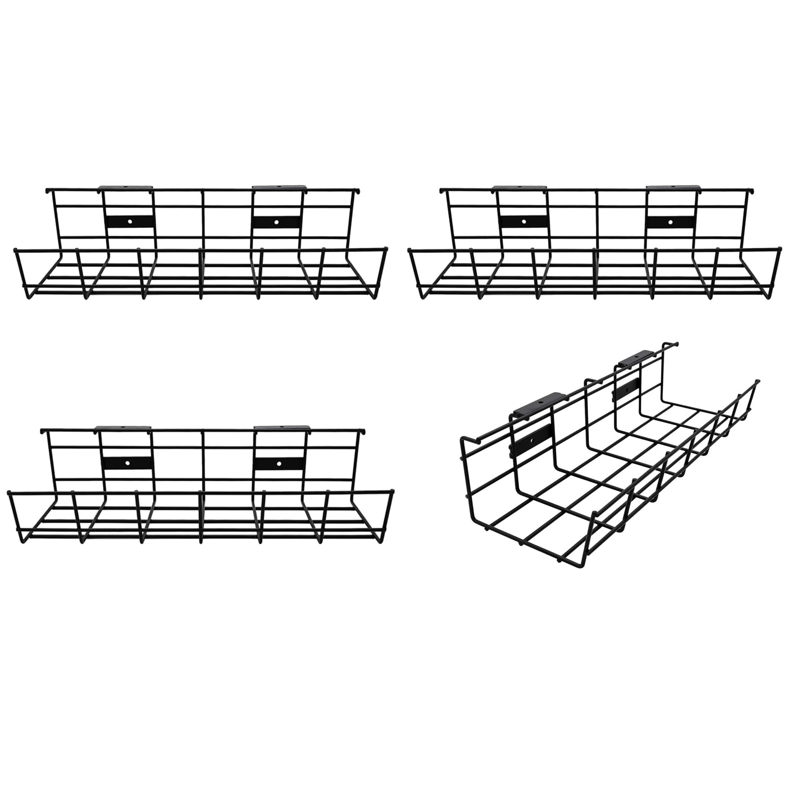 Gestion des câbles sous le bureau - Lot de 4 organiseurs de cordons - Plateau de gestion des câbles en métal pour bureau, studio et maison - Gestion des câbles super robuste sous la table - Organiseur