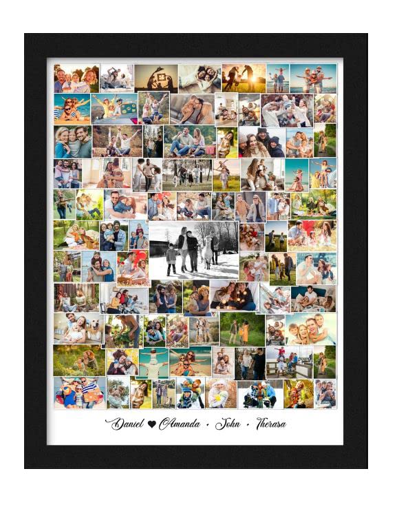 One Pinch Personalized Family Photo Collage Frame, Anniversary Photo Collage Gift, Wedding Gift, Gift For Friend, Birthday Gift, Valentine's day Gift(12x18)