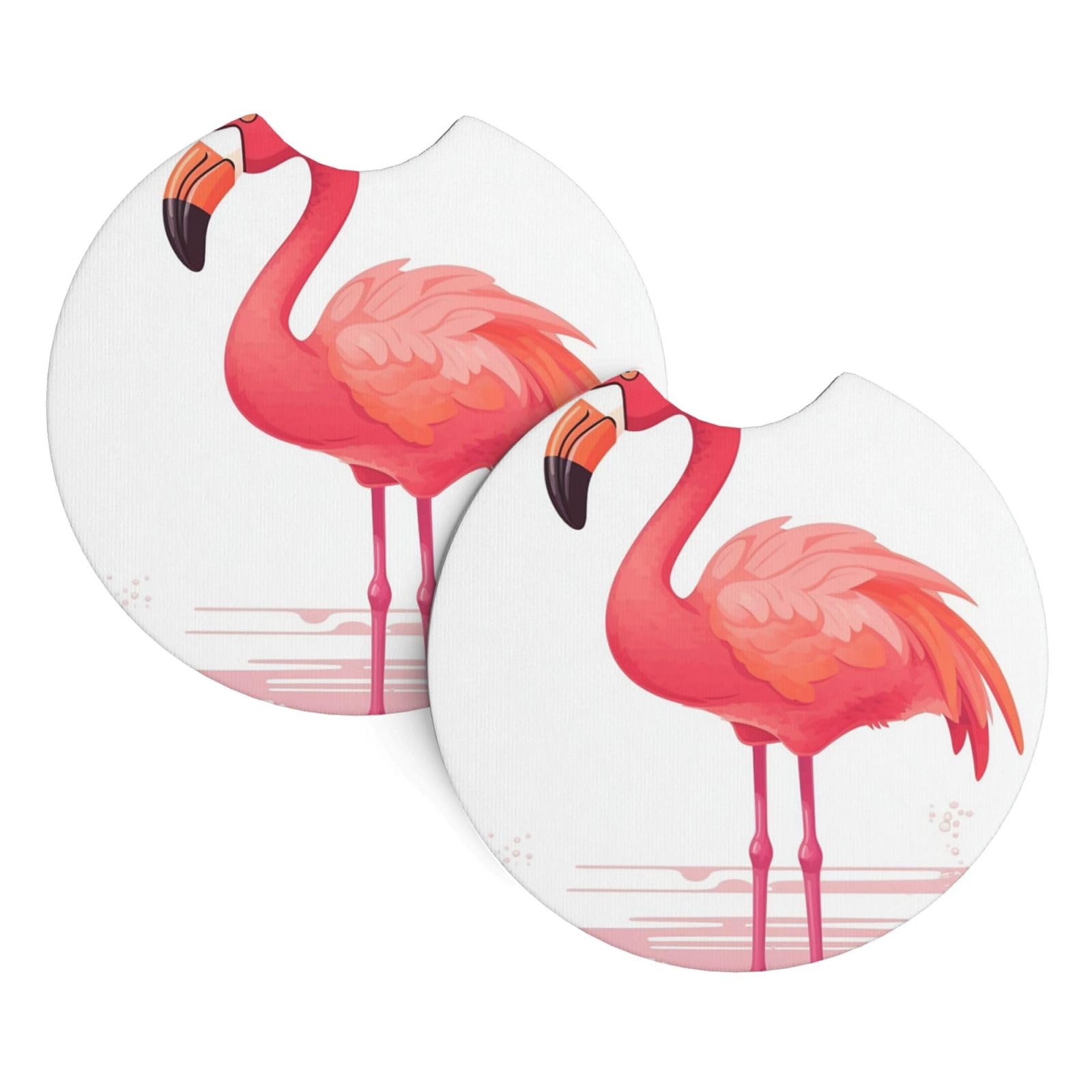 2 Pack Car Coaster for Cup Holders Cartoon Flamingo Car Cup Coaster 2.7" Neoprene Non-Slip Automotive Cup Mat Universal Auto Car Interior Accessories for Women Men Cup Pad