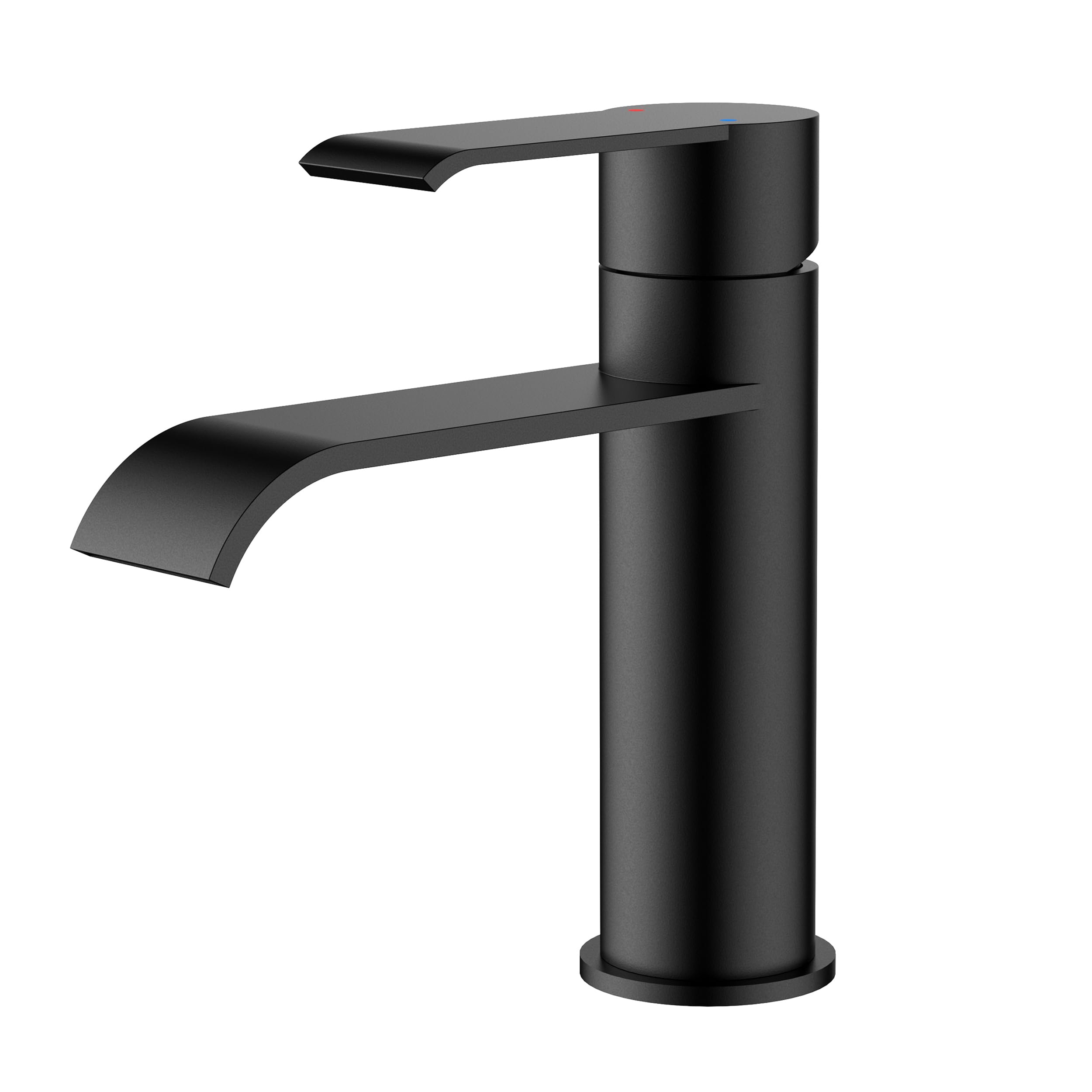 FORIOUS® Basin Mixer Tap, Bathroom Tap Waterfall Black, 98mm Spout Height