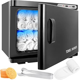 Hot Towel Warmer, 23L Large Capacity, 2-in-1 Spa Towel Warmer for Facials, Barber, Salon, Esthetician, Black, Aluminum Interior, Stainless Steel Shelf