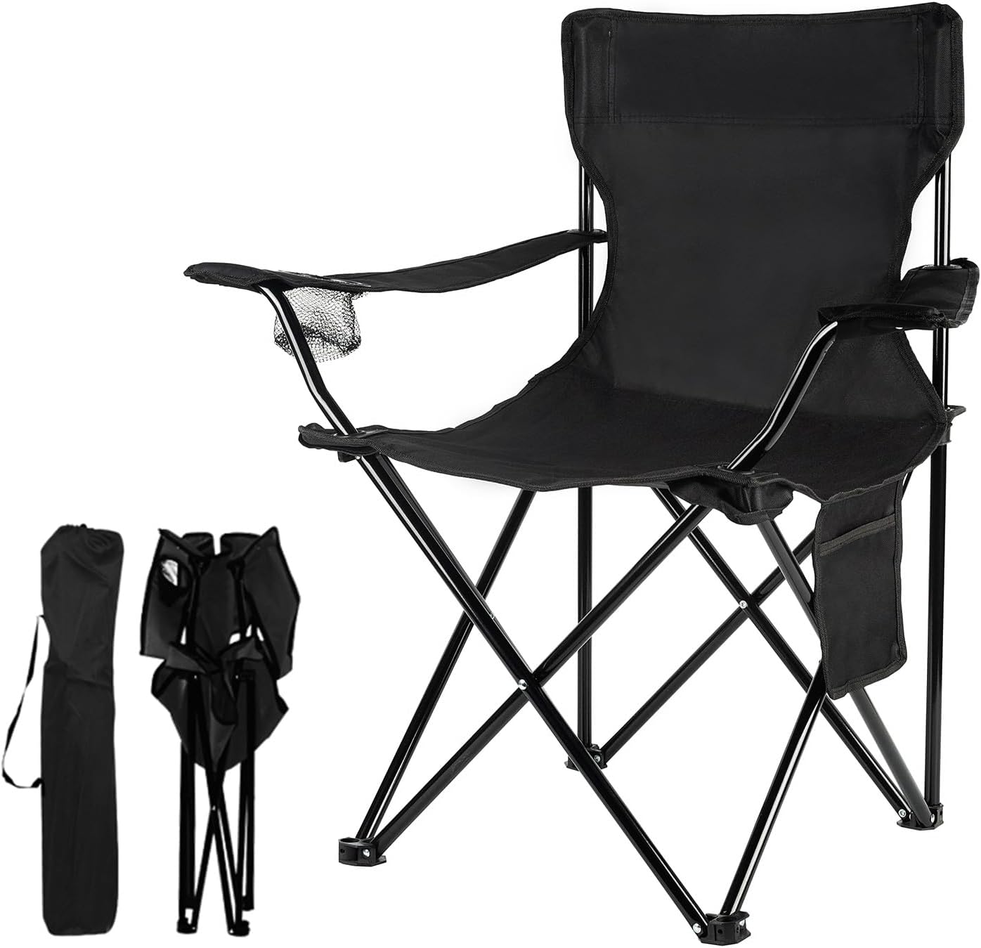 Damei century Folding Camping Chairs- Lightweight, Portable Chair for Beach, Lawn, Outdoor Sports Black